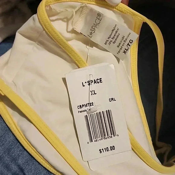 L SPACE PAMELA BIKINI TOP CREAM/LEMON DROP SIZE XL - Picture 5 of 6
